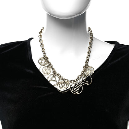 Chanel Metal Hoop Cuba Logo Necklace Gold 2 of 5