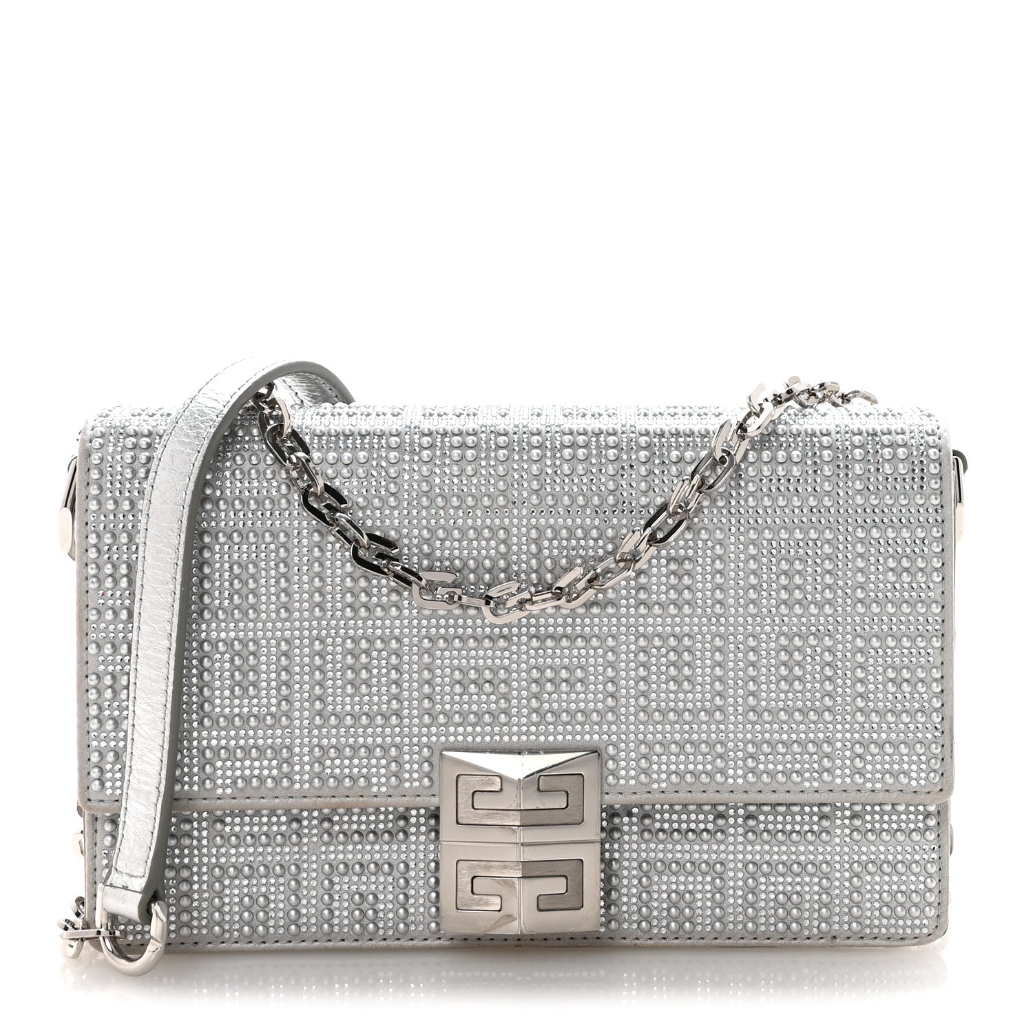 Givenchy Metallic Studded Calfskin 4G Small 4G Crossbody Silver 1 of 10