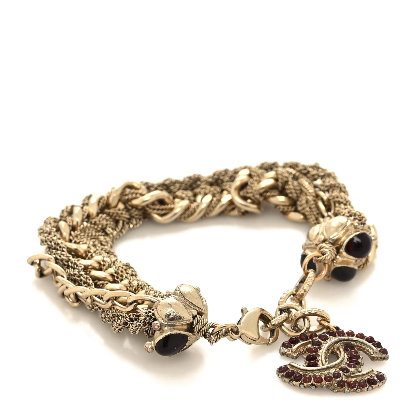 Enamel Gripoix Multi Strand Chain Bracelet Gold