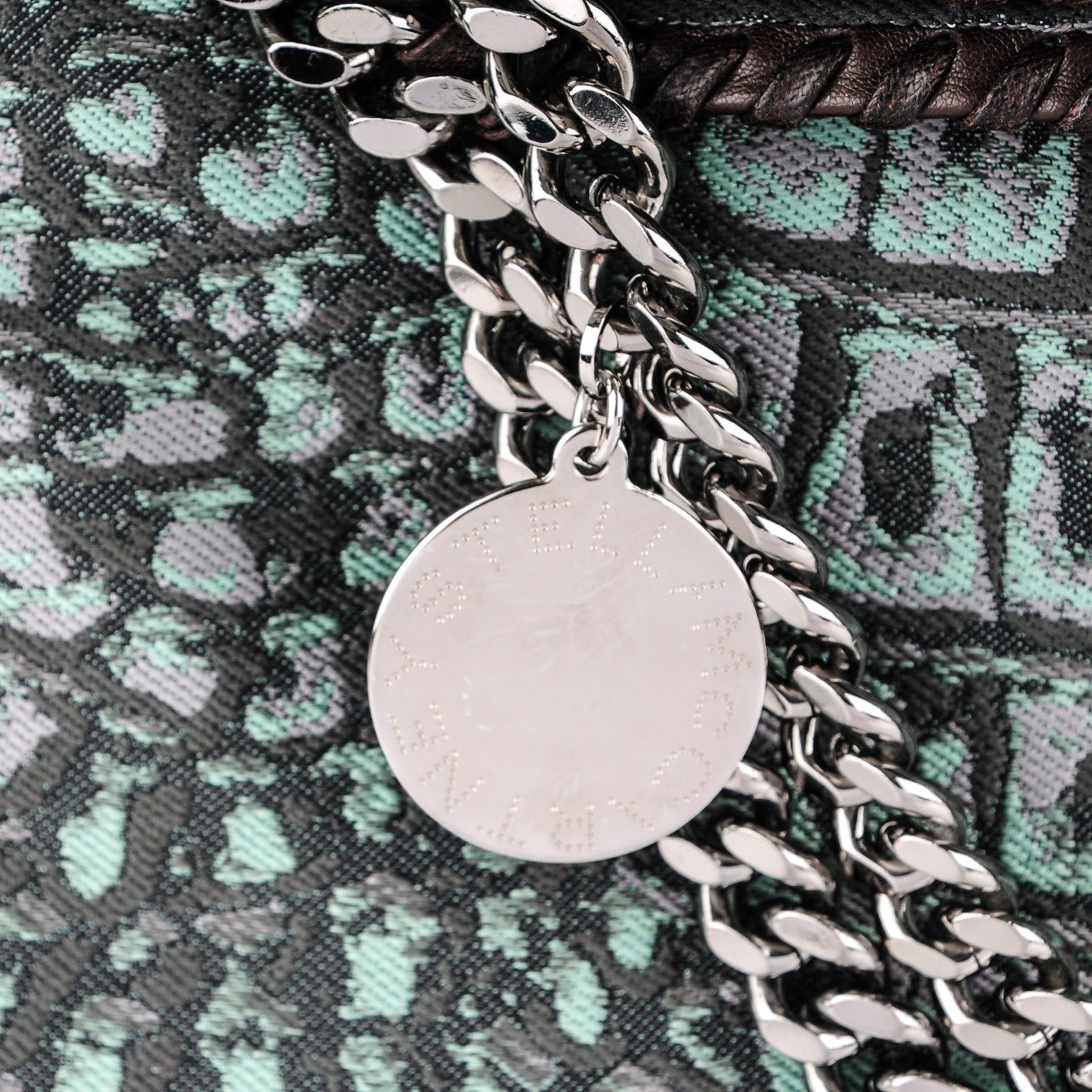 Stella McCartney Jacquard Crocodile Print Small Falabella Fold Over Tote Teal 5 of 9