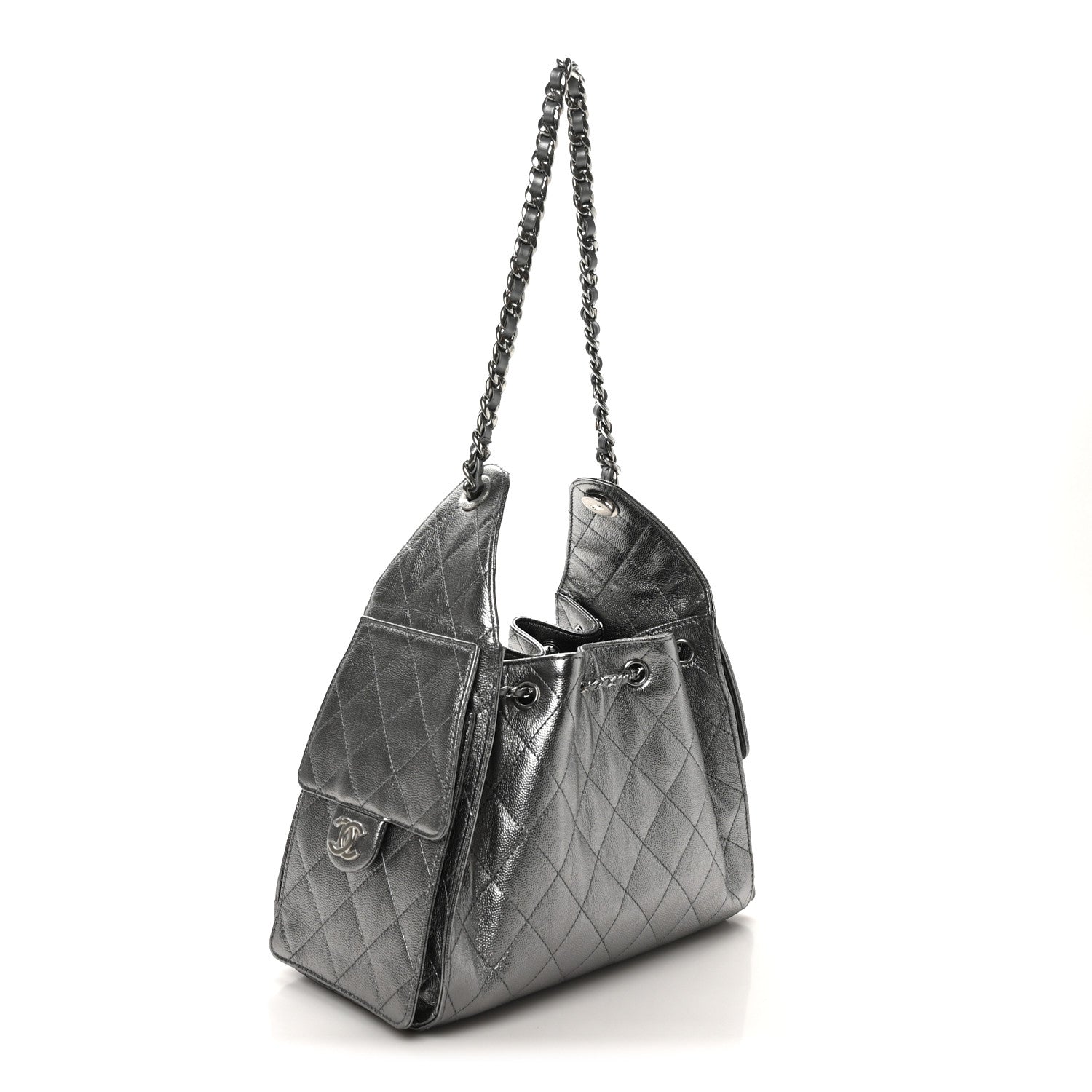 Chanel Metallic Caviar Quilted Small Chanel 25 Handbag Anthracite 5 of 21