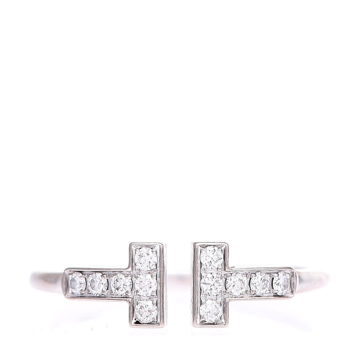 18K White Gold Diamond T Wire Ring 53 6.5