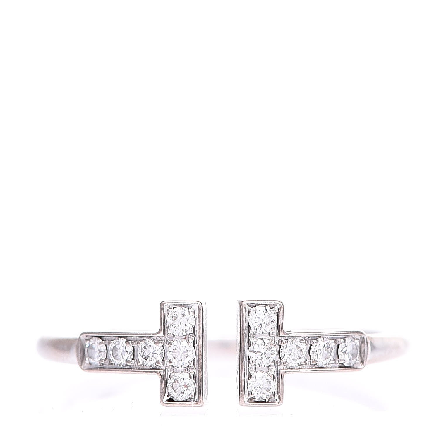 Tiffany 18K White Gold Diamond T Wire Ring 53 6.5 1 of 5