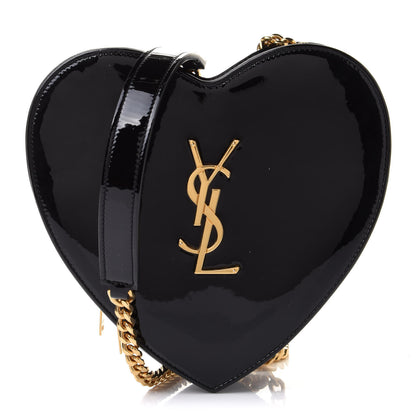 Saint Laurent Patent Small Monogram Love Shoulder Bag Black 1 of 9