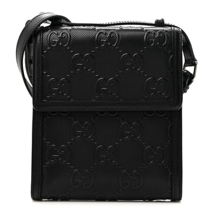 Gucci Calfskin GG Tennis Embossed Messenger Bag Black 1 of 12