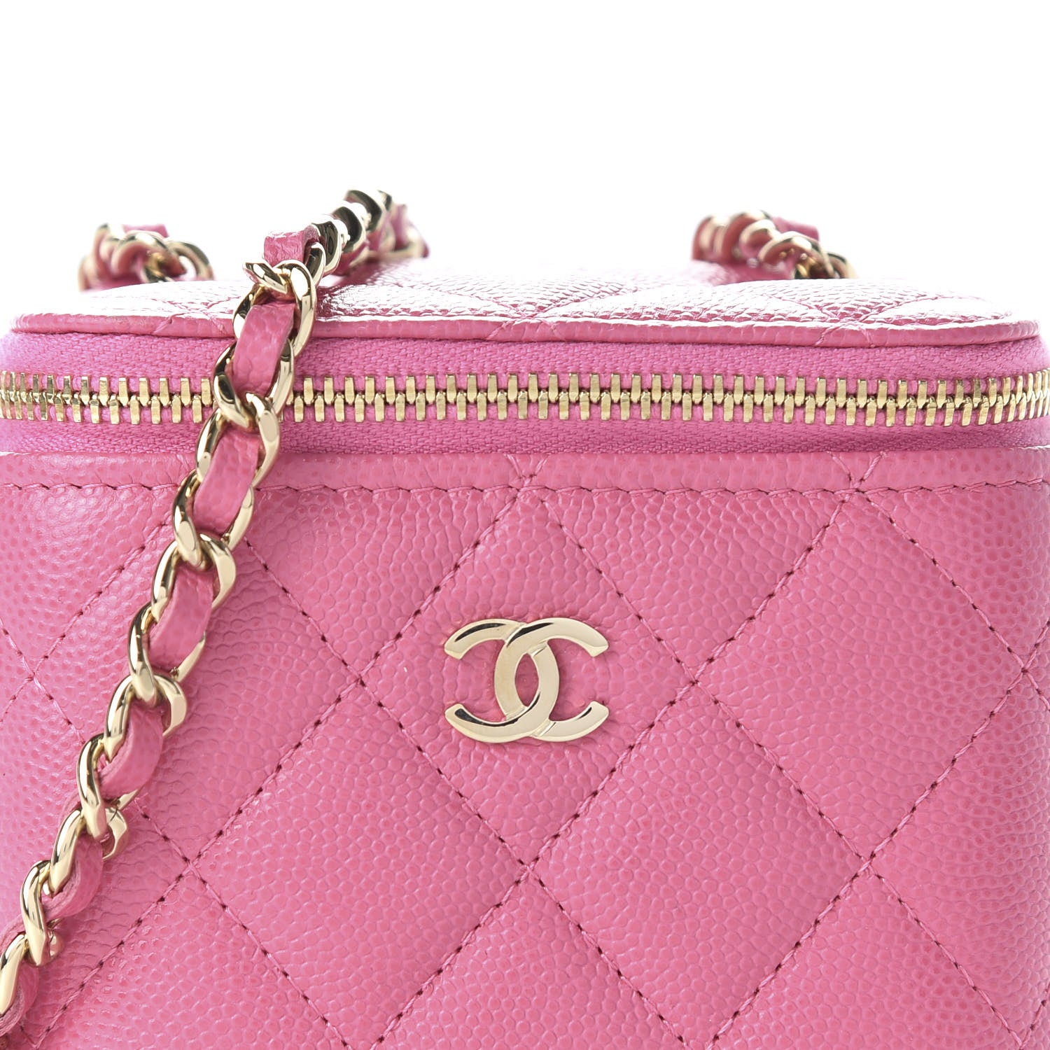 Chanel Caviar Quilted Mini Vanity Case With Chain Pink 10 of 11