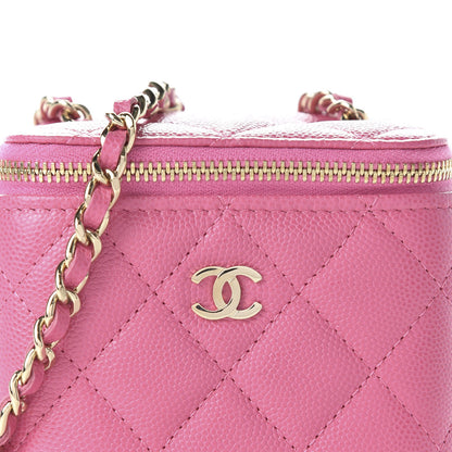 Chanel Caviar Quilted Mini Vanity Case With Chain Pink 10 of 11