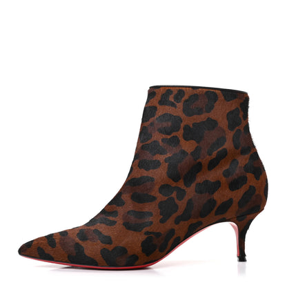 Christian Louboutin Pony Hair Leopard Print So Kate Booty 55 Ankle Boots 38 Black 1 of 10