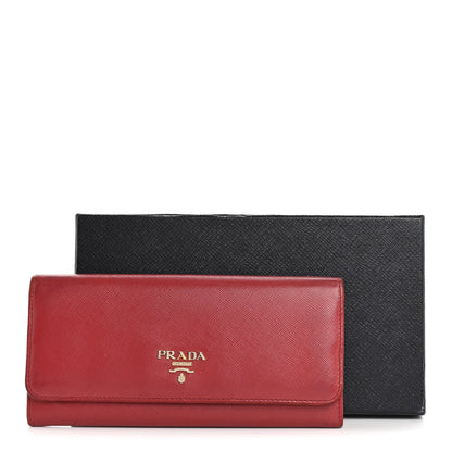 Prada Saffiano Metal Continental Flap Travel Wallet Fuoco 17 of 17