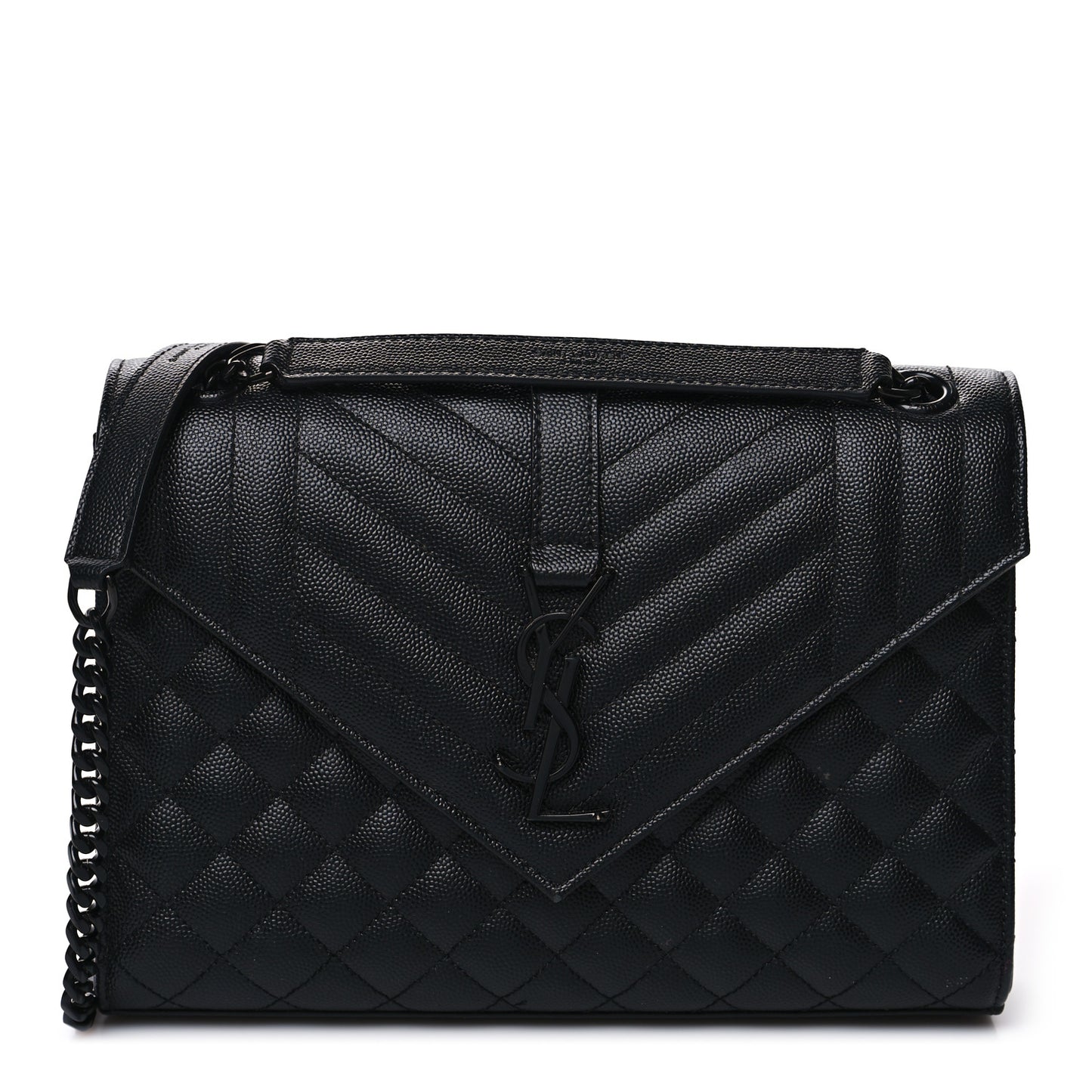 Grain De Poudre Textured Mixed Matelasse Triquilt Medium Monogram Monochrome Satchel Black