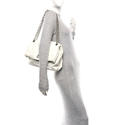 Balenciaga Arena Calfskin Nylon Medium Monaco Chain Shoulder Bag Optic White 2 of 10