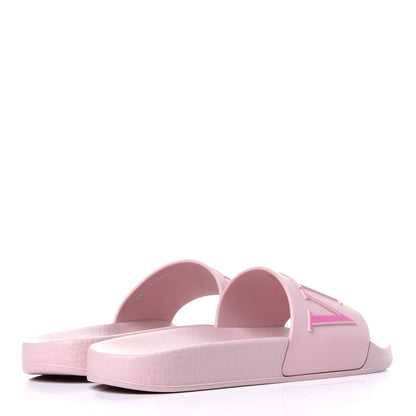 Valentino Garavani Rubber VLTN Pool Slide Sandals 36 Water Rose 4 of 10