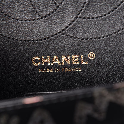 Chanel Calfskin Crocodile Embossed Graffiti 2.55 Cocodile Reissue 225 Flap Black Pink 8 of 13