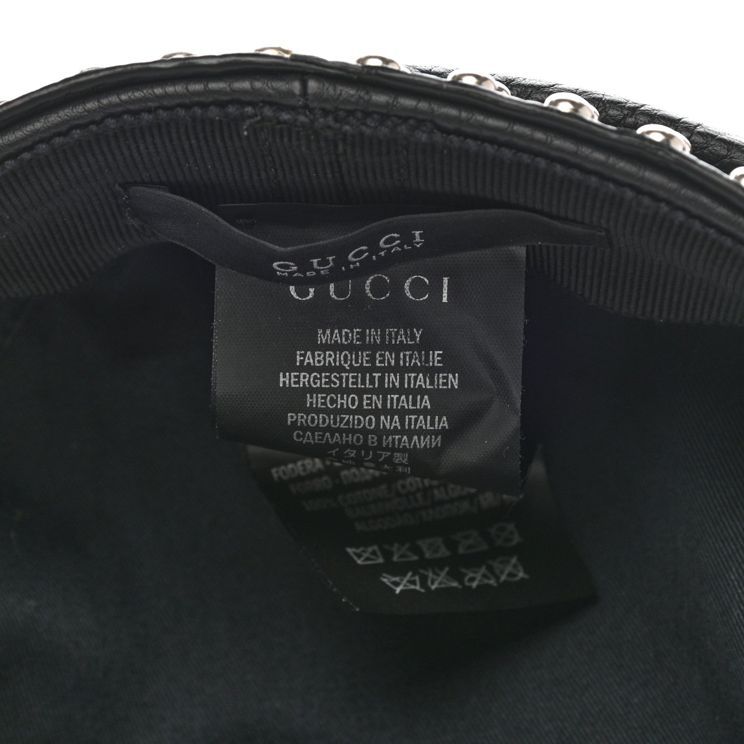 Gucci Calfskin Studded Cellarius Hat M Black 8 of 8