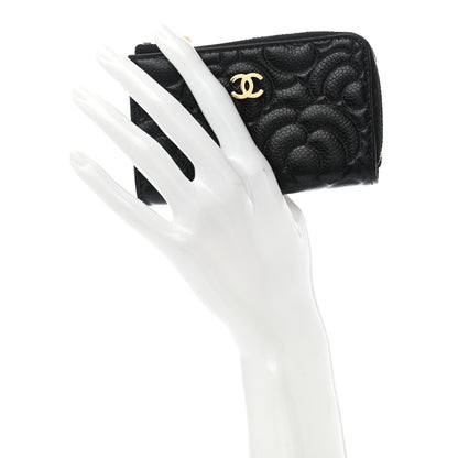 Chanel Caviar Camellia Embossed Key Holder Case Black 2 of 8