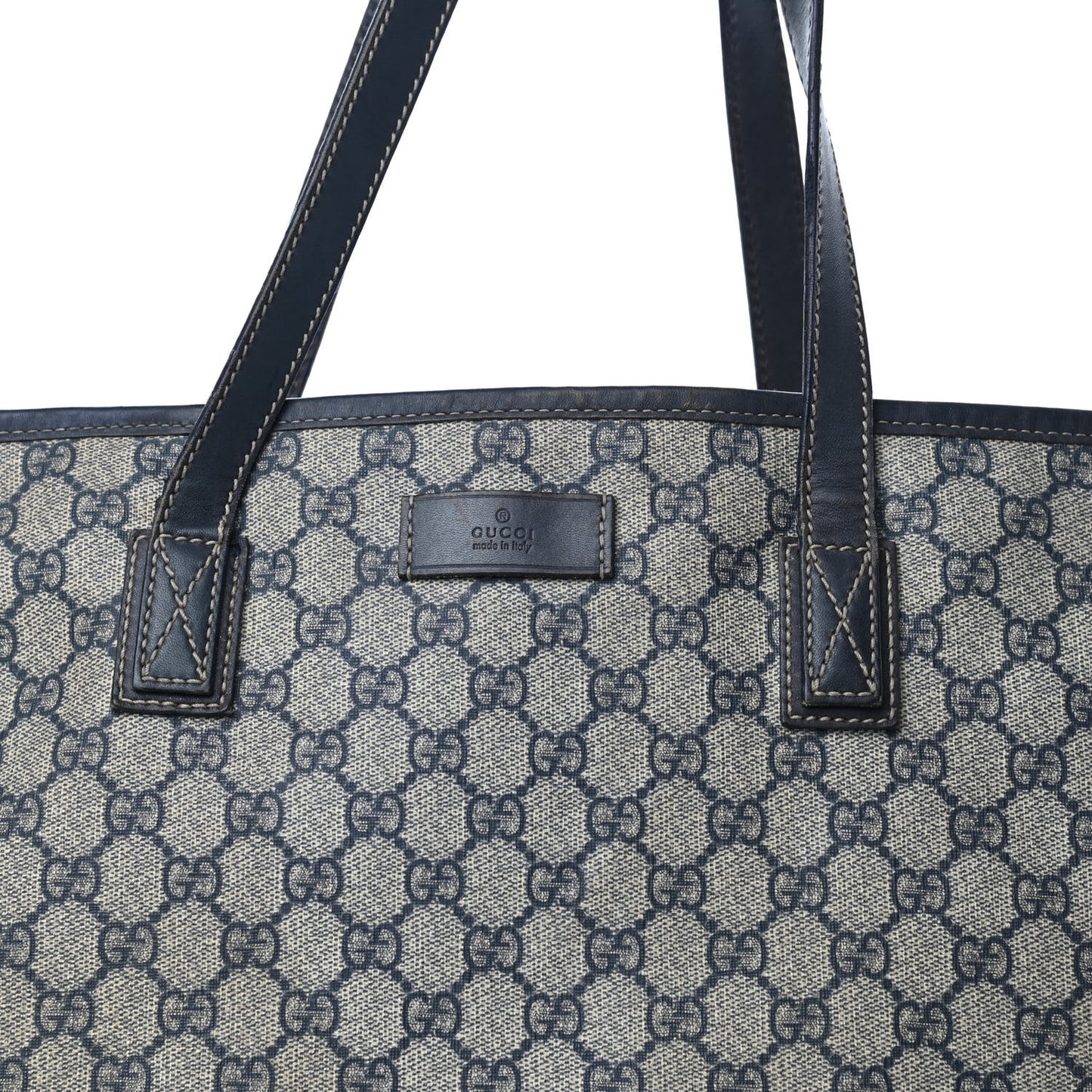 GG Supreme Monogram Large Zippered Shopping Tote Navy