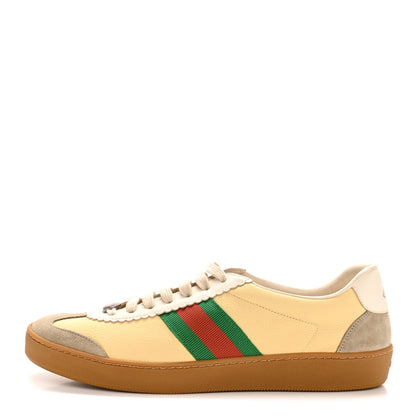 Gucci Calfskin Suede Web G74 Sneakers 41 Oatmeal Burro New Mystic White 1 of 9