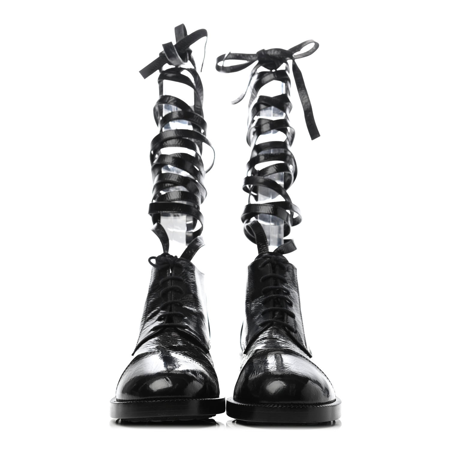 Chanel Crumpled Calfskin Lace Up Short Boots 39 Black 2 of 4