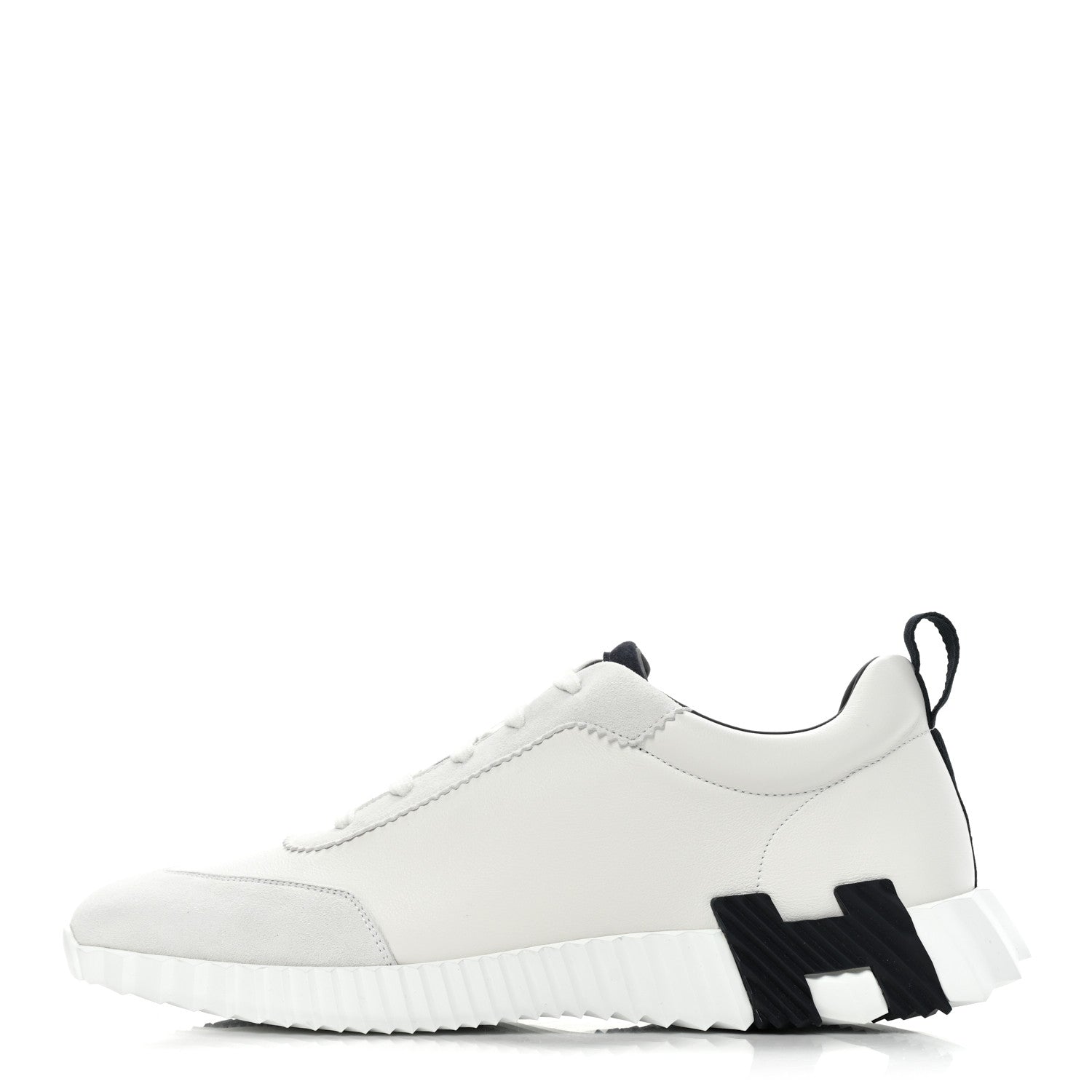 Hermes Goatskin Suede Goatskin Bouncing Sneakers 46 White Navy 1 of 9