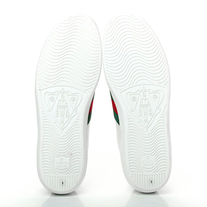 Gucci Calfskin Crocodile Web Mens Ace Sneakers 9 White Green 5 of 10