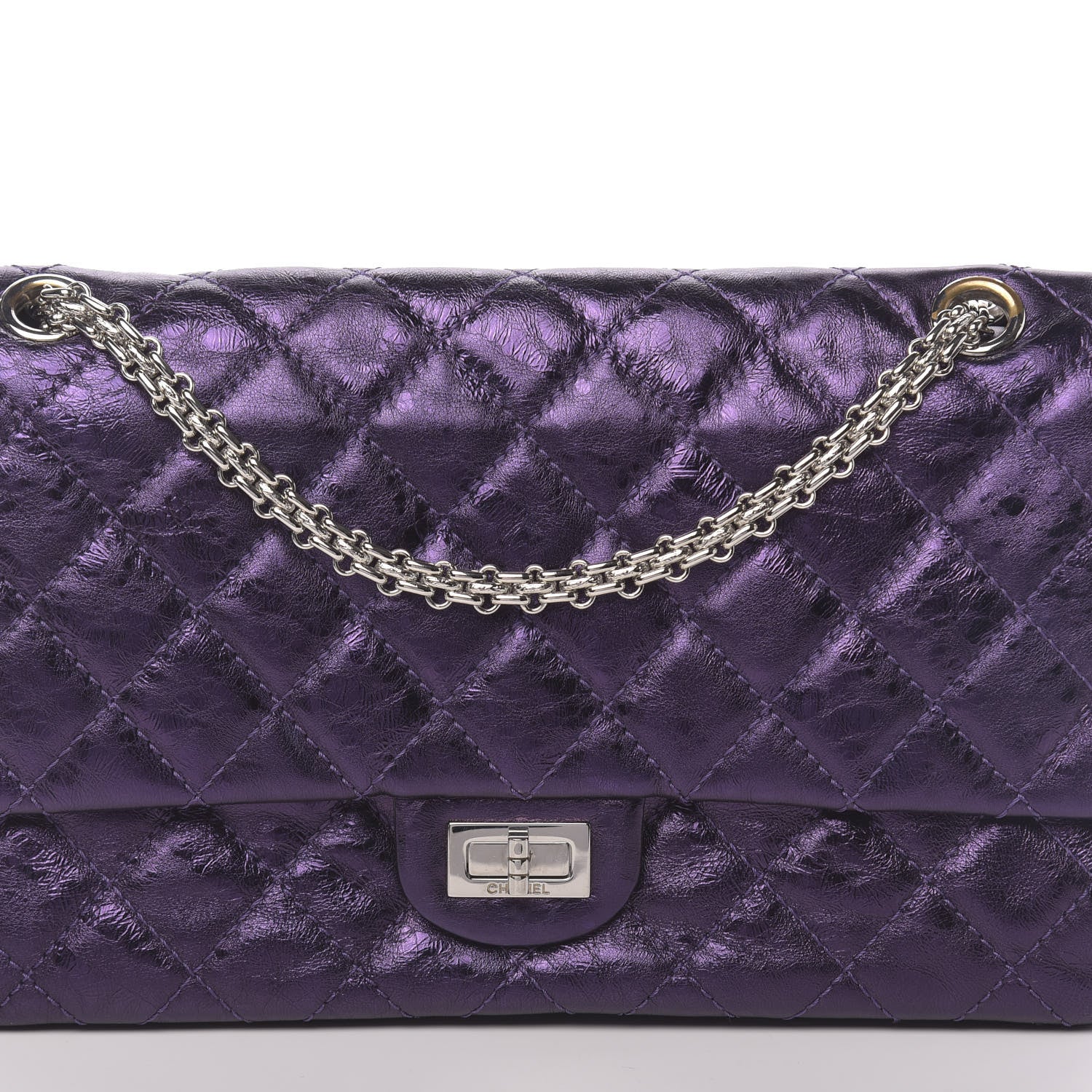 Chanel Metallic Calfskin Quilted 2.55 Reissue 226 Flap Violet 11 of 12