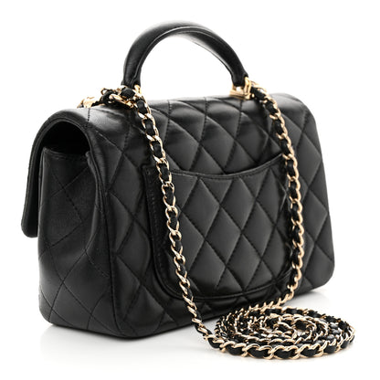 Chanel Lambskin Quilted Mini Lion Charm Top Handle Rectangular Flap Black 3 of 17