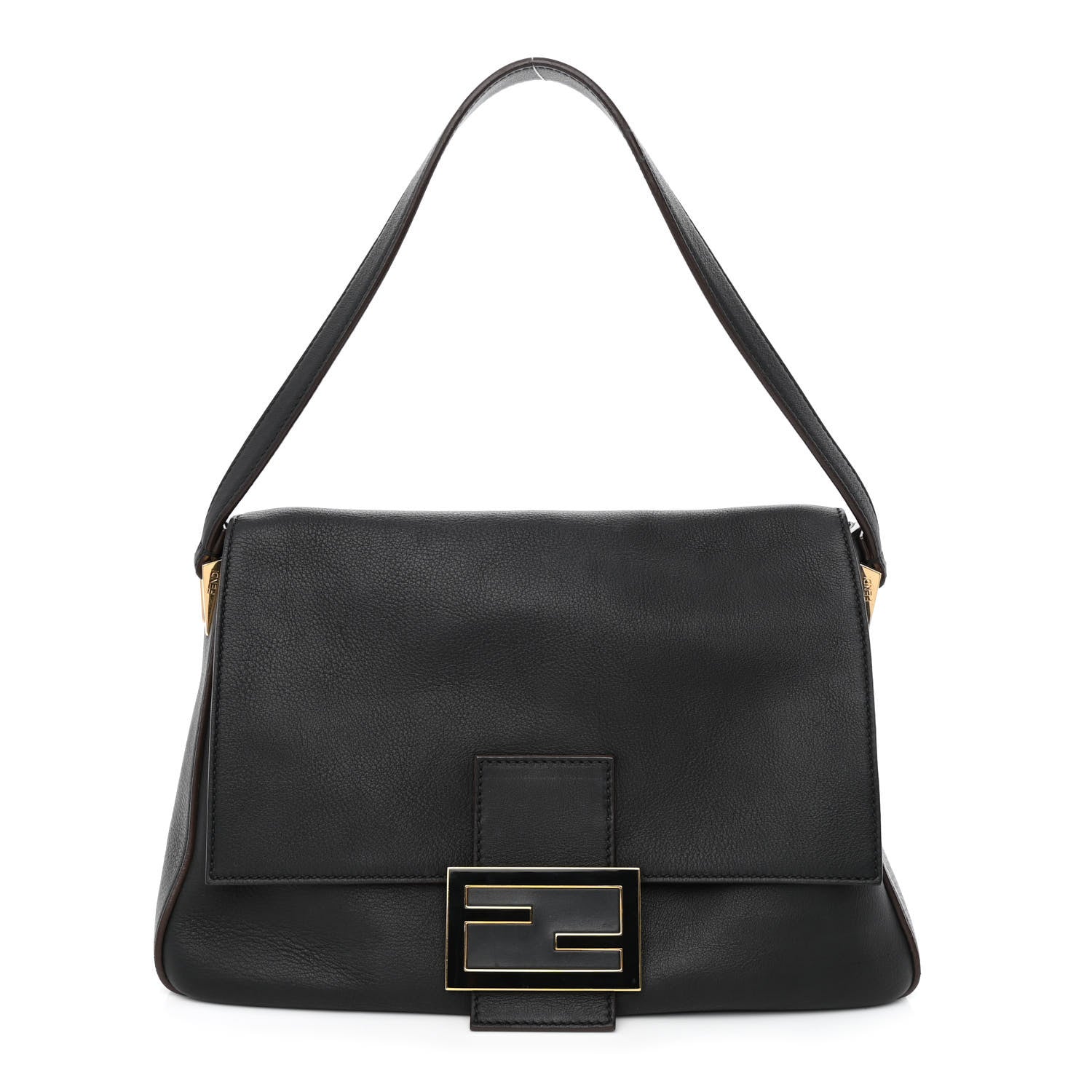 Fendi Vitello Flamingo Enamel Big Forever Mama Baguette Black 1 of 12