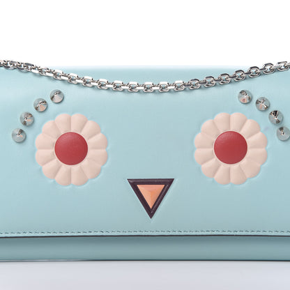 Fendi Vitello Century Lucido Hypnoteyes Studded Continental Wallet on Chain Turchese Pallido White Multicolor 7 of 11