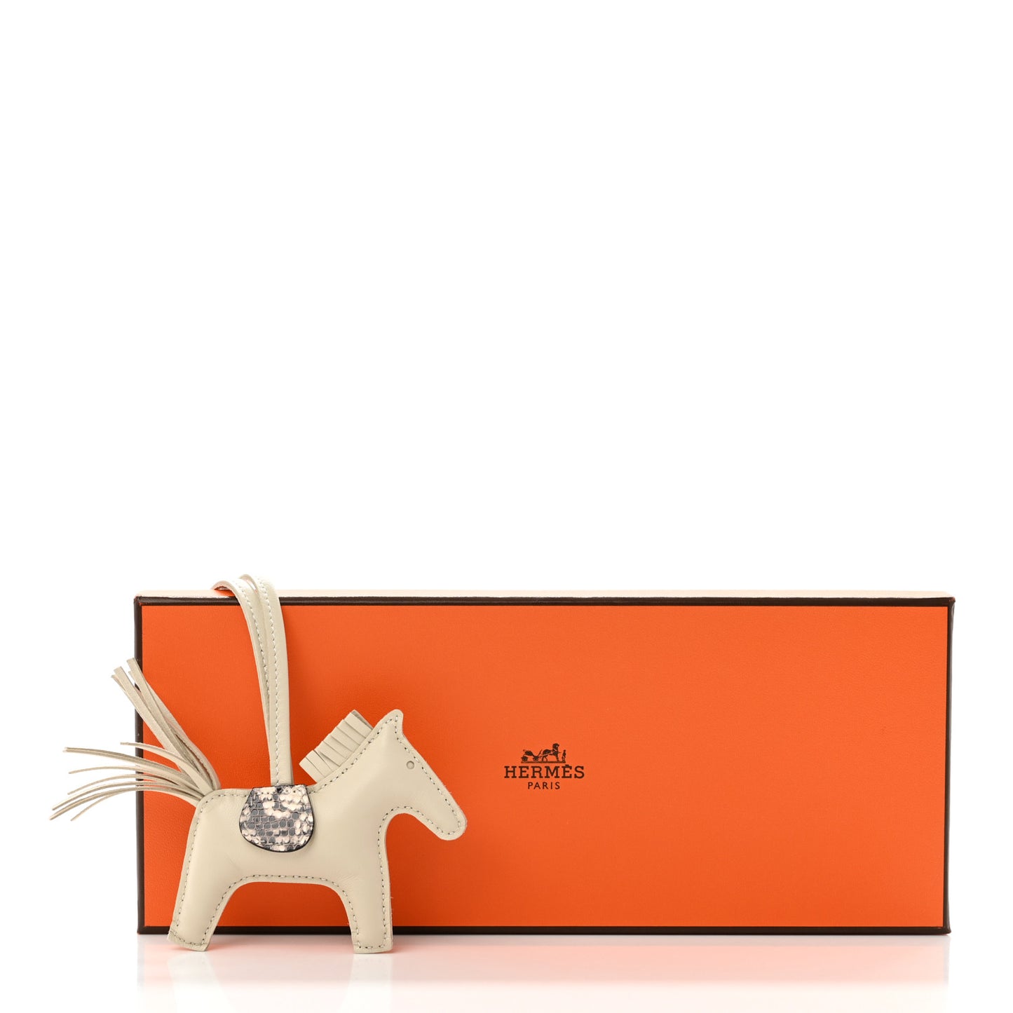 Milo Lambskin Lizard Touch Grigri Rodeo Horse Bag Charm PM Craie Ombre