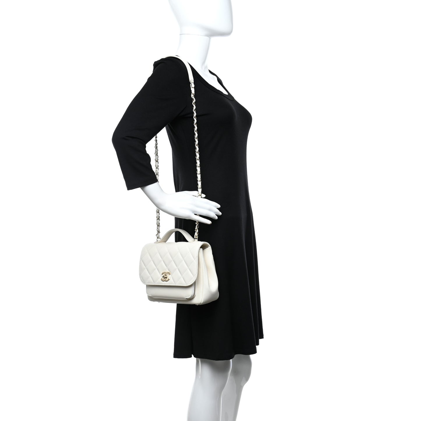 Caviar Quilted Medium Business Affinity Flap White