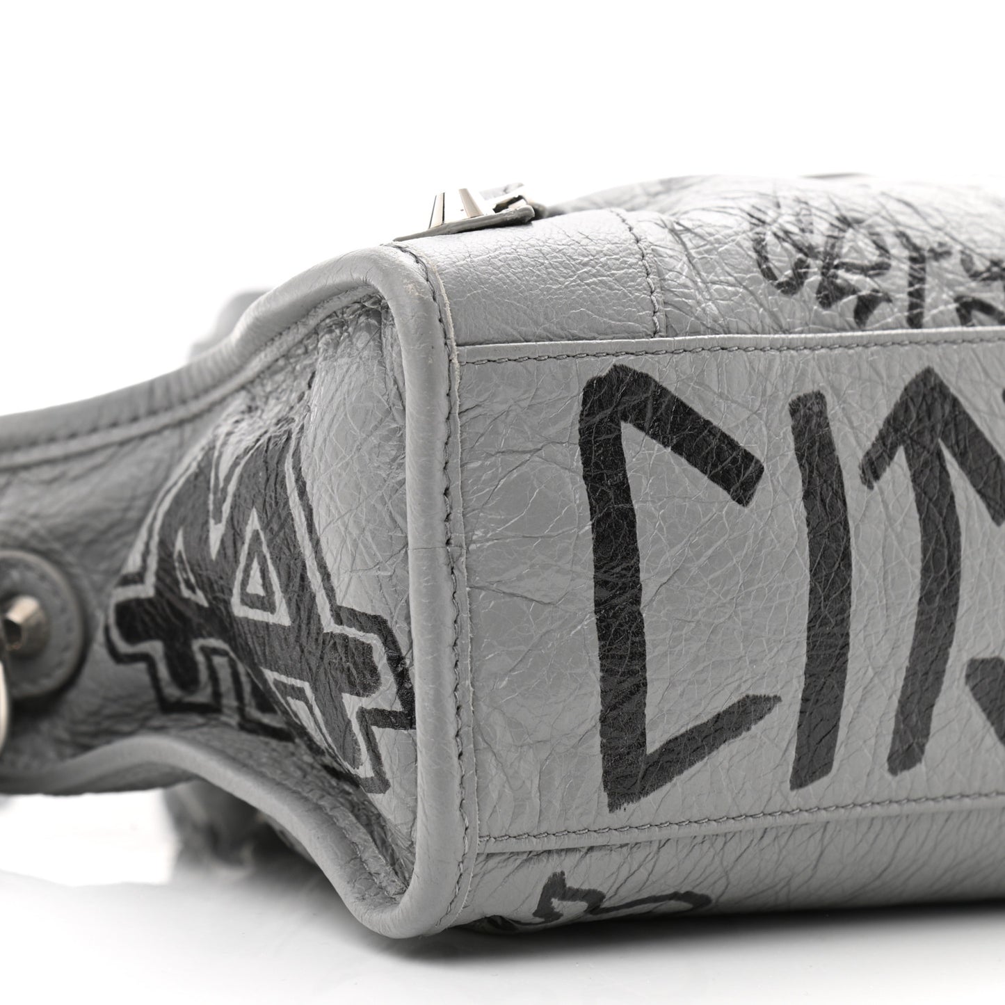 Agneau Arena Graffiti All Over Classic Silver Hardware S City Balenciaga Grey Black