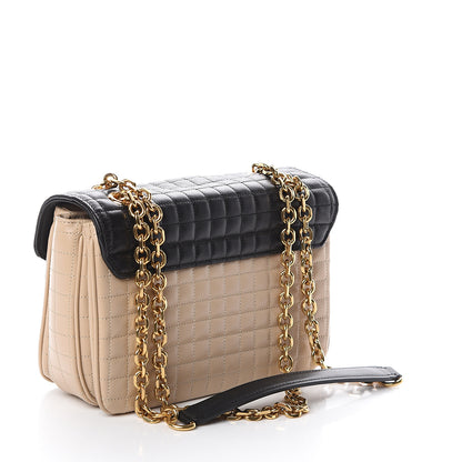 Celine Calfskin Quilted Medium C Bag Black Beige 2 of 8