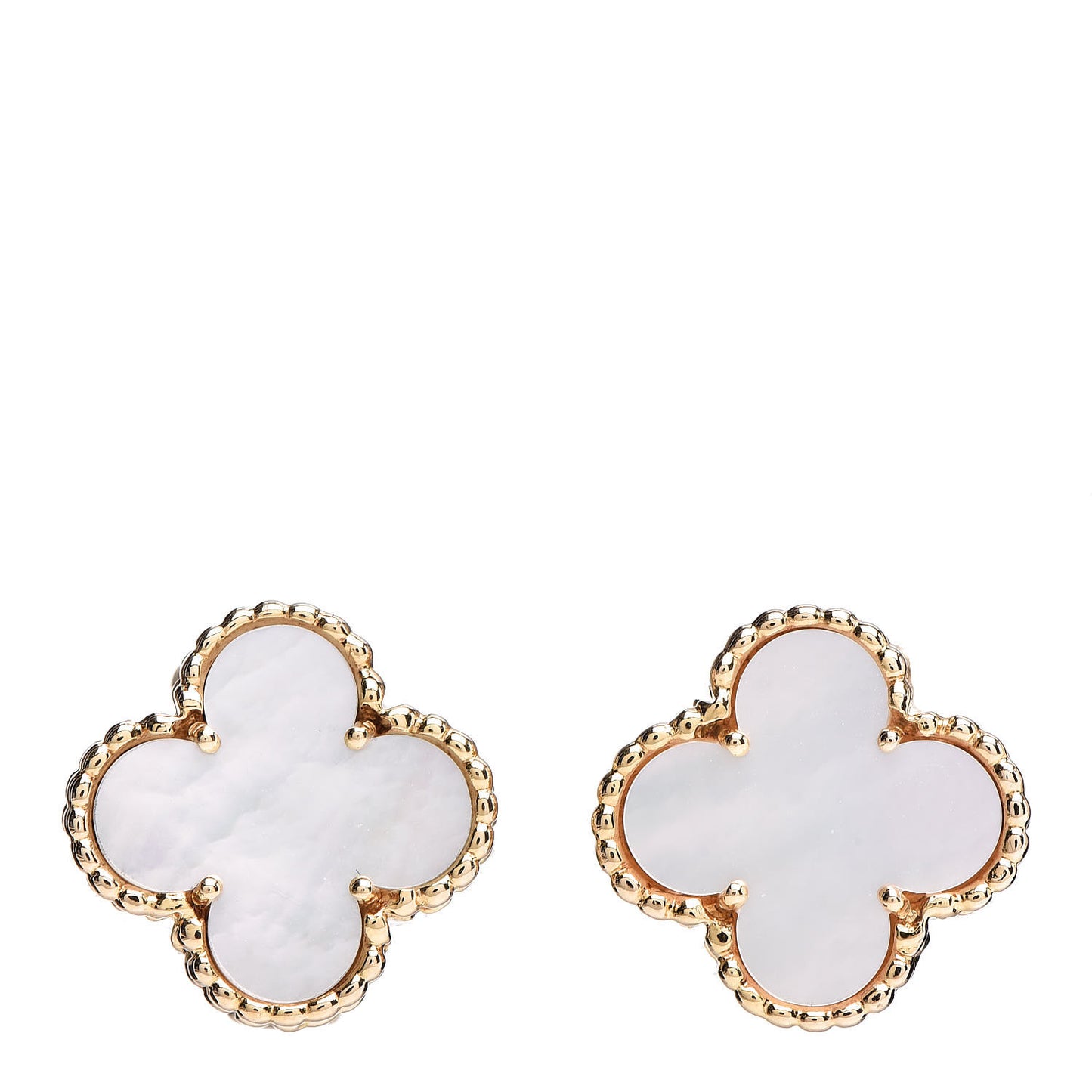 18K Yellow Gold Mother of Pearl Vintage Alhambra Clip-On Earrings