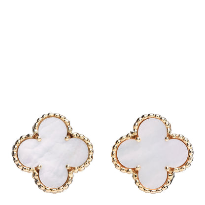 Van Cleef & Arpels 18K Yellow Gold Mother of Pearl Vintage Alhambra Clip-On Earrings 1 of 6