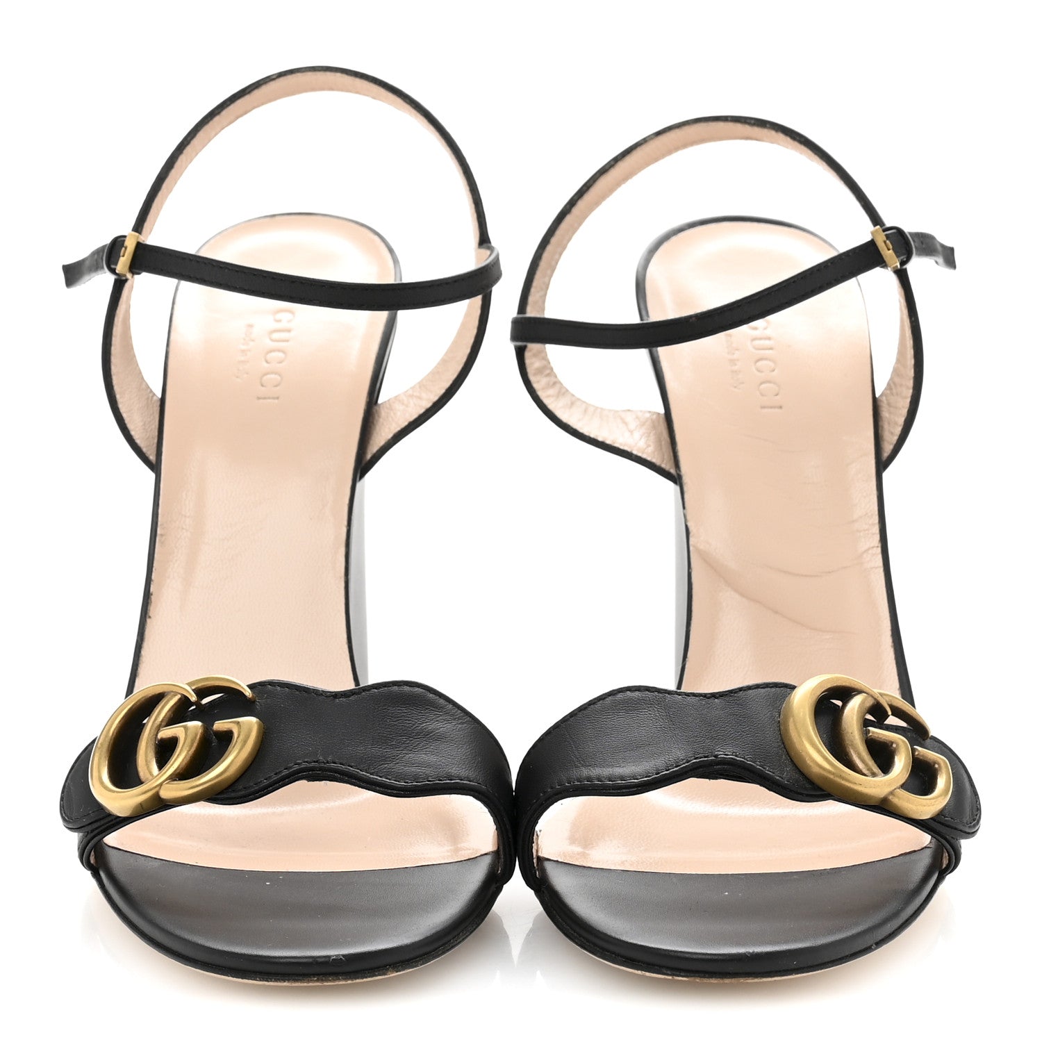 Gucci Lifford Calfskin GG Marmont Ankle Wrap 105mm Sandals 38.5 Black 3 of 10