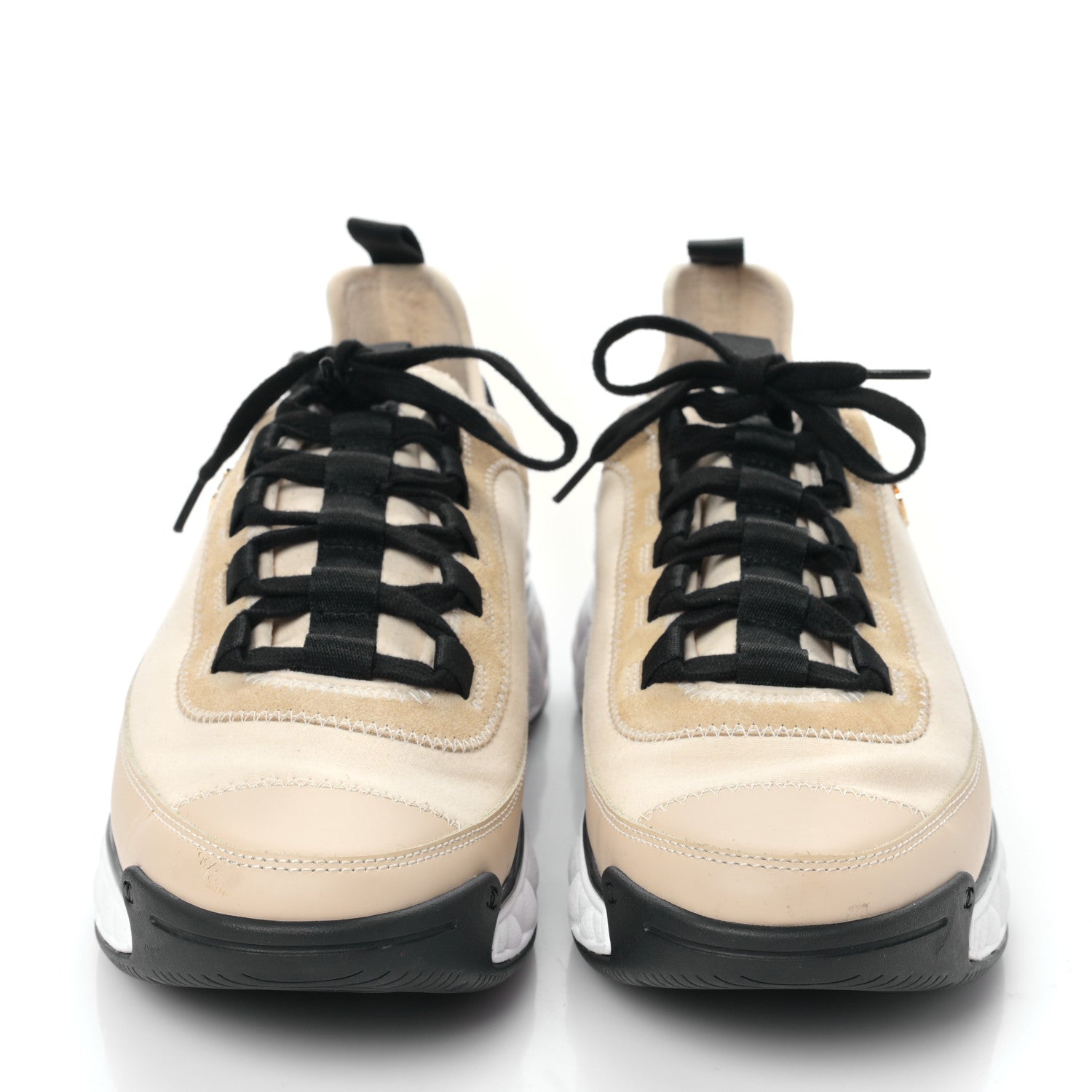 Chanel Velvet Calfskin Mixed Fibers CC Sneakers 41 Beige 2 of 8