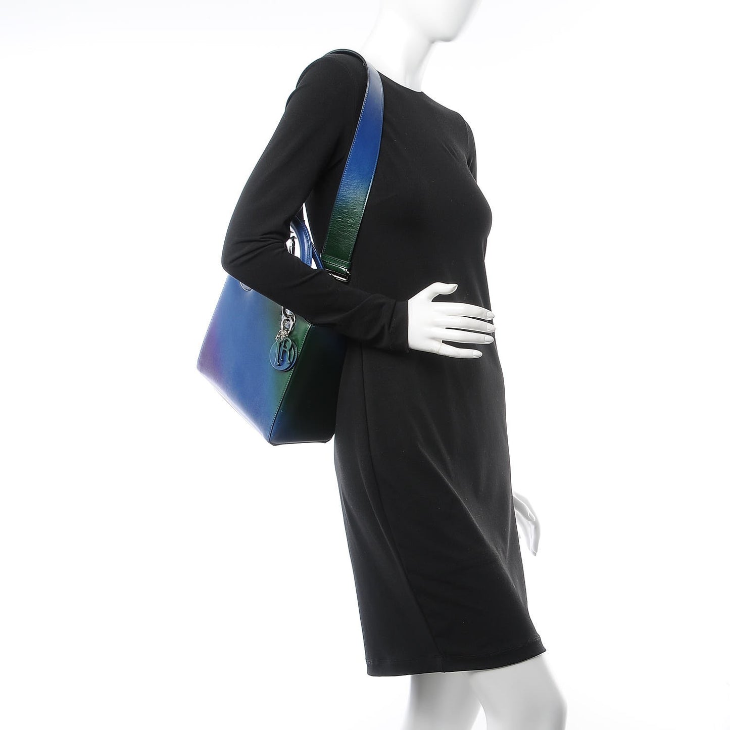 Box Calfskin Gradient Medium Lady Dior Purple Blue Green