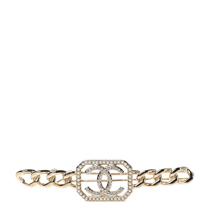 Chanel Crystal Chain CC Vendome Hair Clip Barrette Gold 1 of 4