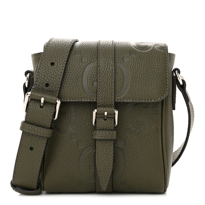Gucci Piuma Calfskin Jumbo GG Embossed Small Messenger Bag Dark Green 1 of 12