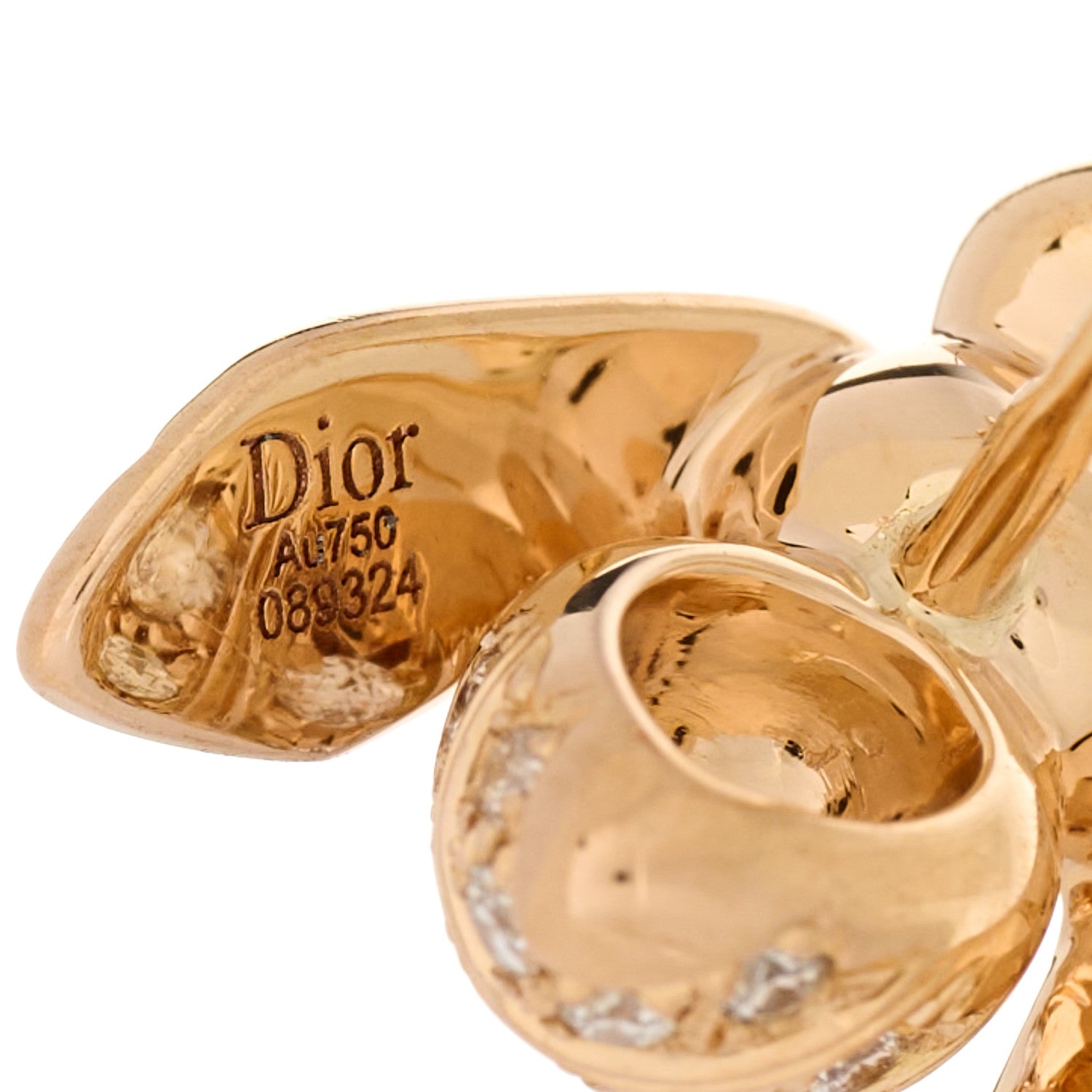 Christian Dior 18K Rose Gold Diamond Pre Catelan Earrings 4 of 4