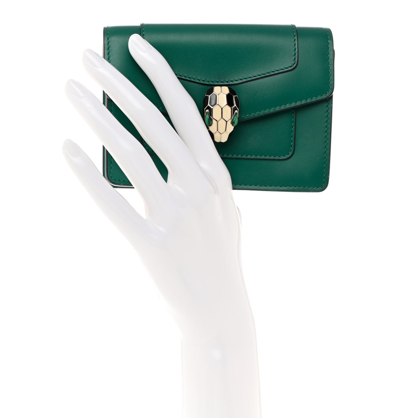 Calfskin Serpenti Forever Purse Card Holder Emerald Violet Amethyst