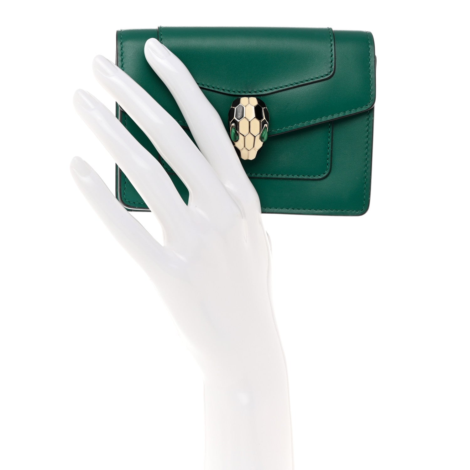 Bulgari Calfskin Serpenti Forever Purse Card Holder Emerald Violet Amethyst 3 of 10