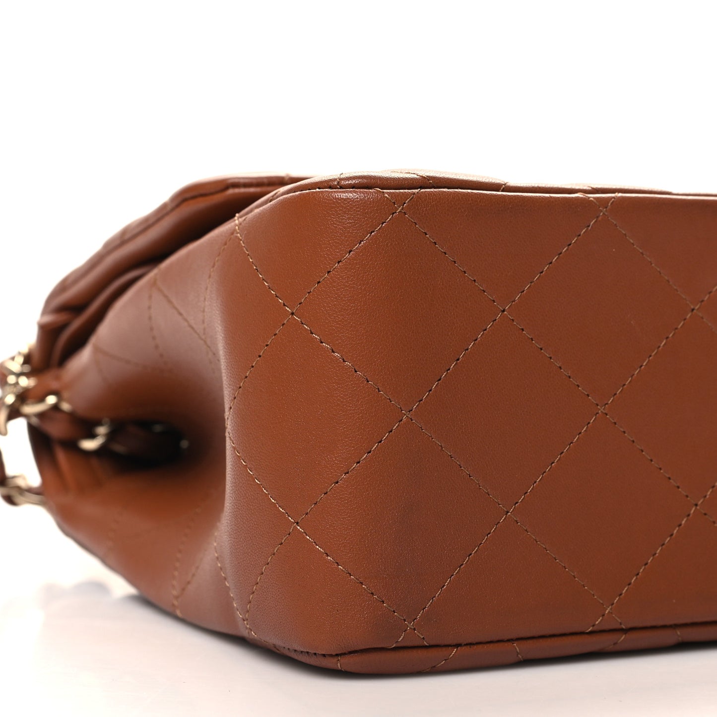 Lambskin Quilted Jumbo Double Flap Brown
