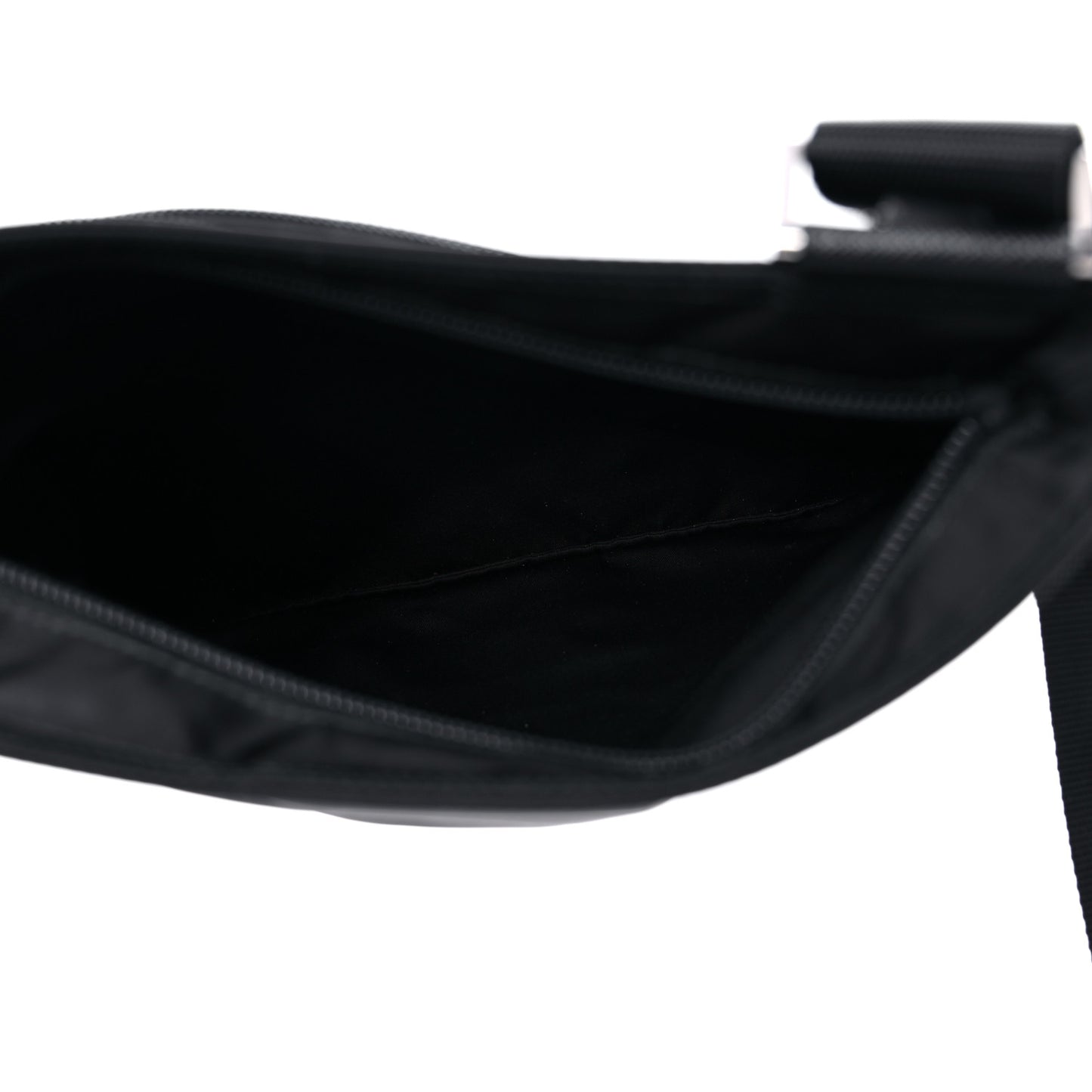 Tessuto Nylon Saffiano Flat Messenger Bag Black