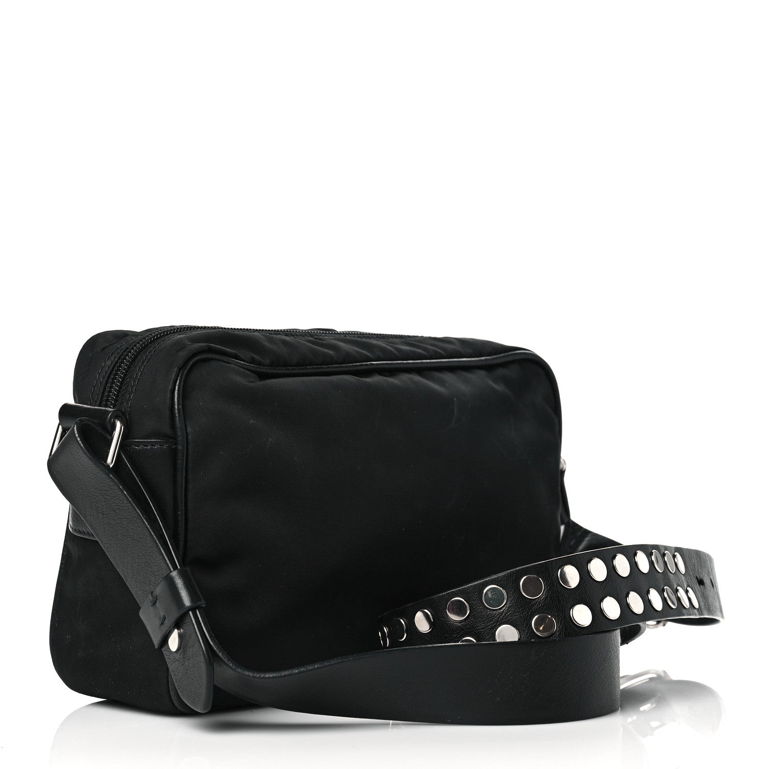 Prada Tessuto Nylon Studded New Vela Shoulder Bag Black Cromo 2 of 10