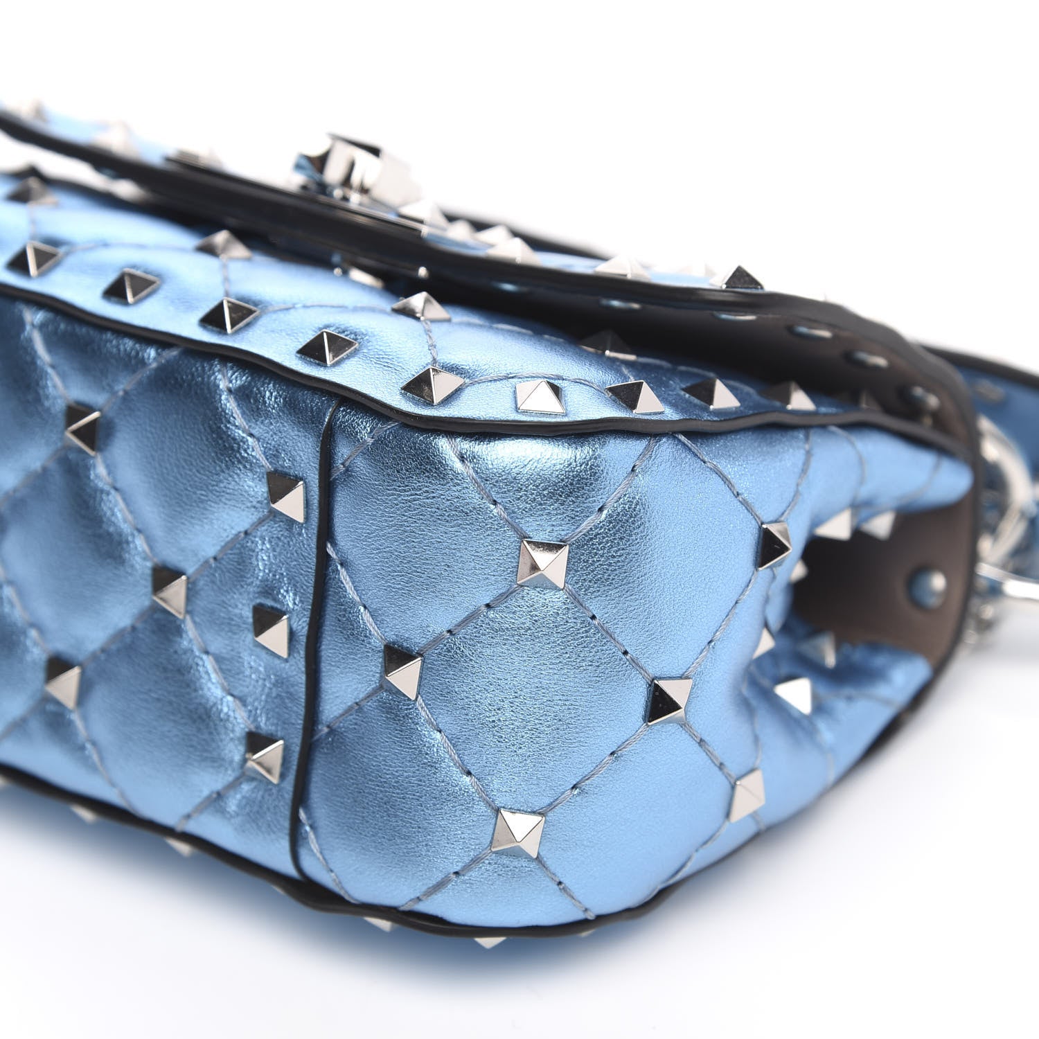 Valentino Garavani Metallic Nappa Micro Rockstud Spike Shoulder Bag Cerulean 8 of 9