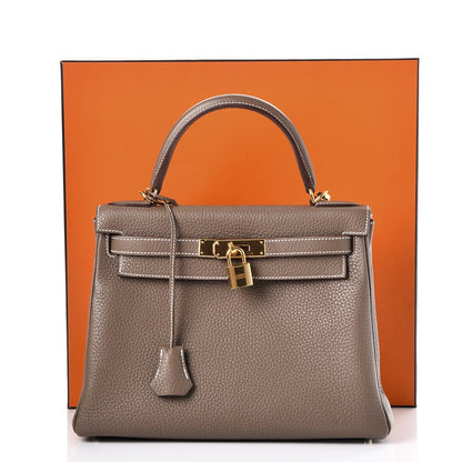 Hermes Taurillon Clemence Kelly Retourne 28 Etoupe 37 of 37