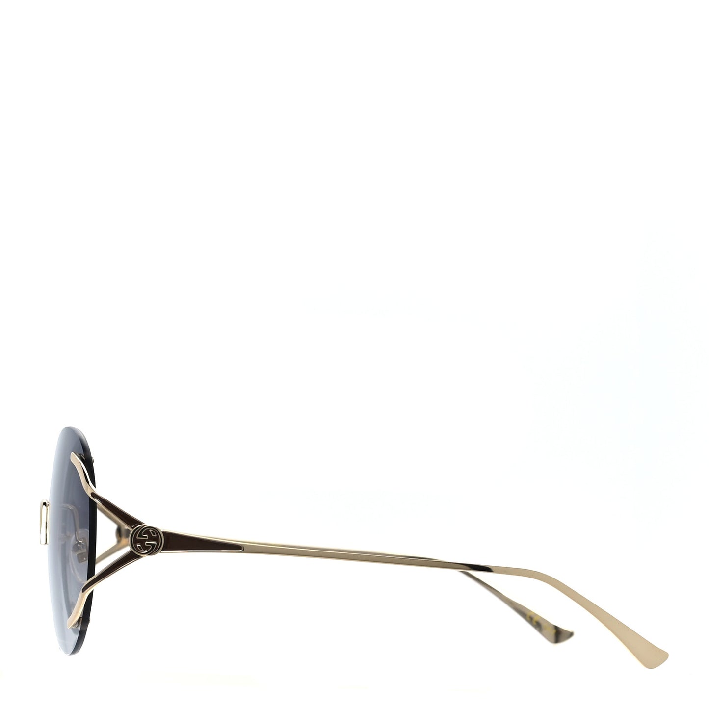 Metal Oversized Round Frame Sunglasses GG0645S Gold Grey