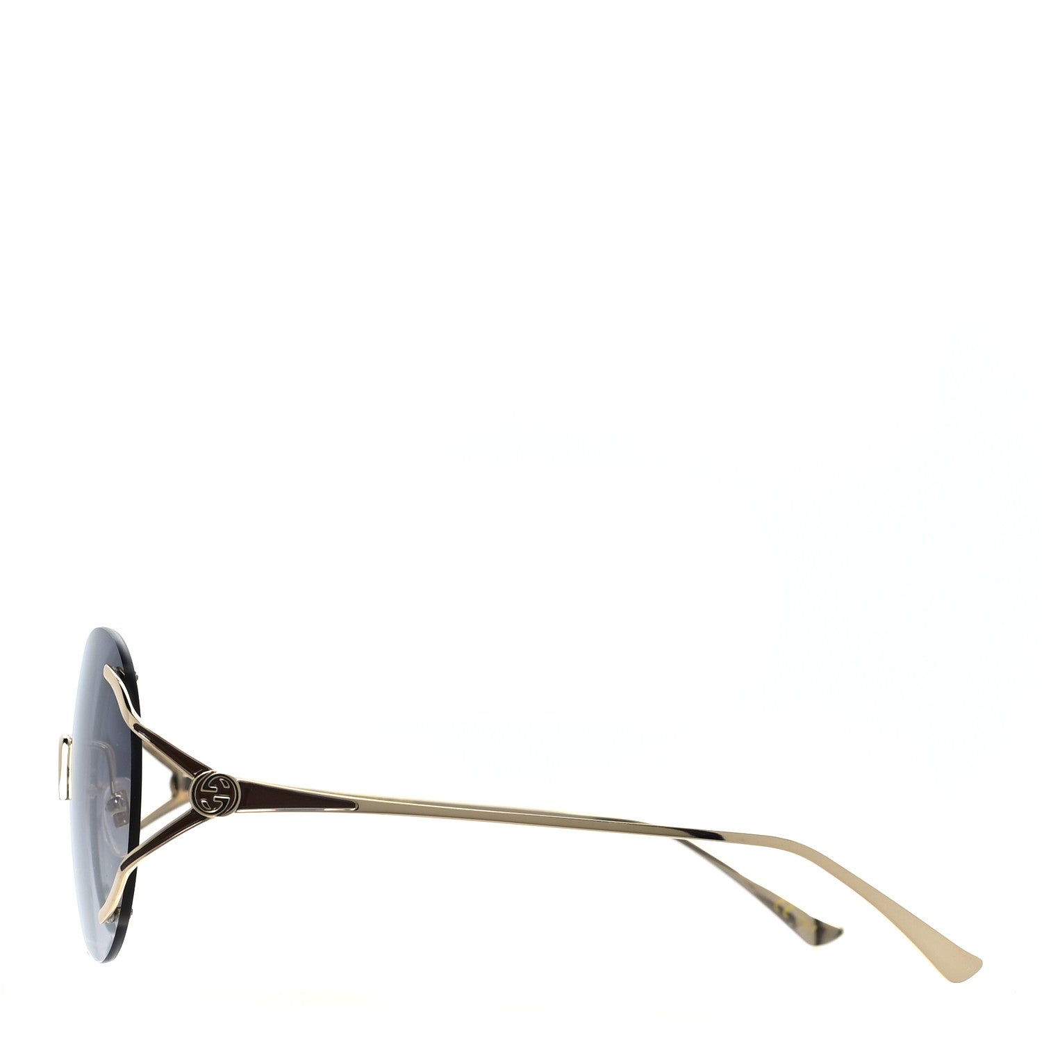 Gucci Metal Oversized Round Frame Sunglasses GG0645S Gold Grey 3 of 7