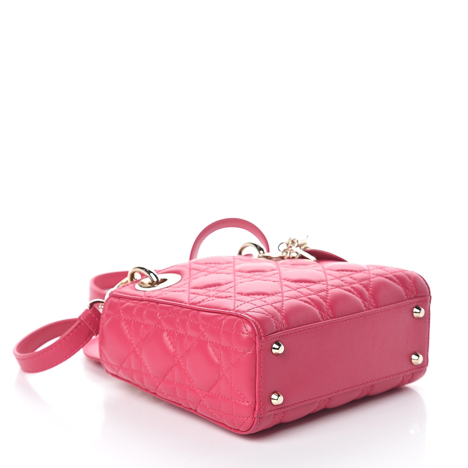 Christian Dior Lambskin Cannage Mini Lady Dior Fuchsia 3 of 8
